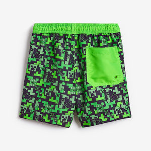 Green Minecraft Swim Shorts (3-12yrs)