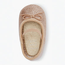 Load image into Gallery viewer, Gold Glitter Mary Jane Bow Baby Shoes (0-18mths) - Allsport
