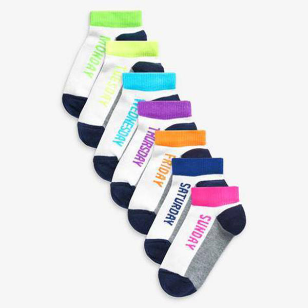 White 7 Pack Cotton Rich Day Of The Week Trainer Socks - Allsport