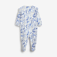 Load image into Gallery viewer, Blue 3 Pack Frill Detail Sleepsuit (0-18mths) - Allsport
