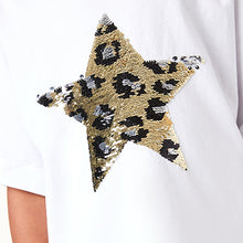 Load image into Gallery viewer, White Flippy Sequin Animal Star T-Shirt (3-12yrs) - Allsport
