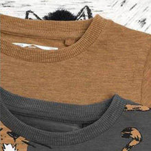 Load image into Gallery viewer, 3 Pack Long Sleeve Character Tan Safari T-Shirts (3mths-5yrs) - Allsport
