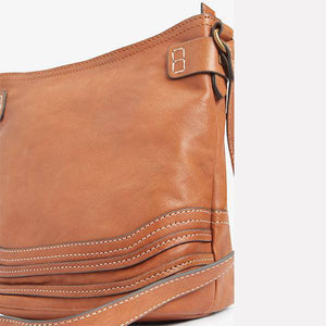 Tan Leather Stitch Bucket Bag - Allsport