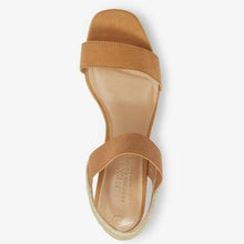 Load image into Gallery viewer, Tan Square Toe Espadrille Wedges - Allsport
