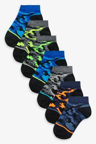 Multi 7 Pack Cotton Rich Camo Trainer Socks - Allsport