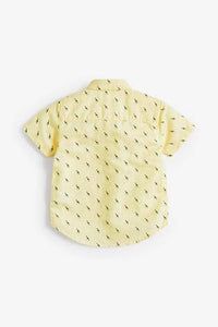 Short Sleeve Yellow Girafe Linen Mix Shirt - Allsport