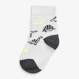 5 Pack Monochrome Dinosaur Socks (Younger) - Allsport
