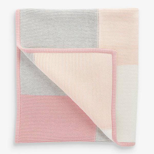 Pink Patchwork Knitted Blanket (Newborn) - Allsport