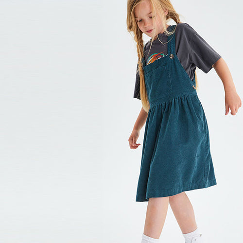 Teal Blue Relaxed Cord Pinafore (3-12yrs) - Allsport