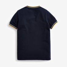 Load image into Gallery viewer, Navy Stripe Baseball Collar Polo Top (3-12yrs) - Allsport
