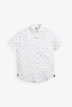 Load image into Gallery viewer, White Print Short Sleeve Printed Oxford Shirt - Allsport
