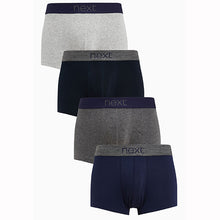 Load image into Gallery viewer, Grey/ Navy Hipster Boxers Pure Cotton 4 Pack
