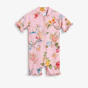 Pink Floral Sunsafe Suit (3mths-6yrs) - Allsport