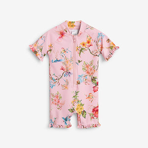 Pink Floral Sunsafe Suit (3mths-4yrs) - Allsport