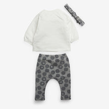 Load image into Gallery viewer, Monochrome Baby T-Shirt, Leggings And Headband Set (0mths-18mths) - Allsport
