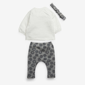Monochrome Baby T-Shirt, Leggings And Headband Set (0mths-18mths) - Allsport