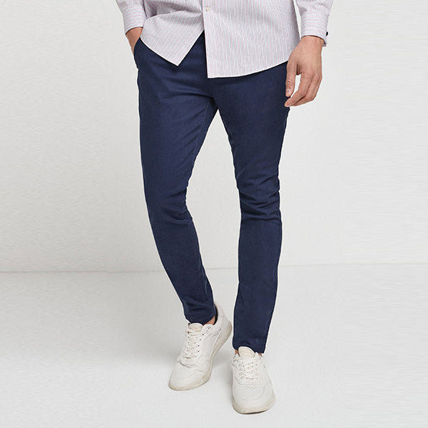 French Navy Skinny Fit Stretch Chino Trousers