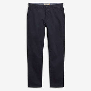 Navy Blue Straight Fit Stretch Chino Trousers - Allsport