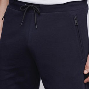 Navy Straight Fit Zip Pocket Jersey Shorts