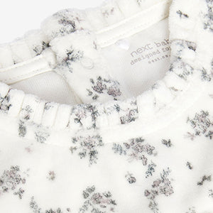 Monochrome Floral Baby Velour Sleepsuit (0mths-12mths) - Allsport