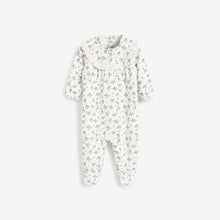 Load image into Gallery viewer, Monochrome Floral Baby Velour Sleepsuit (0mths-12mths) - Allsport
