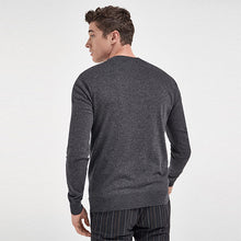 Load image into Gallery viewer, Charcoal Grey Crew Neck Cotton Rich Jumper
