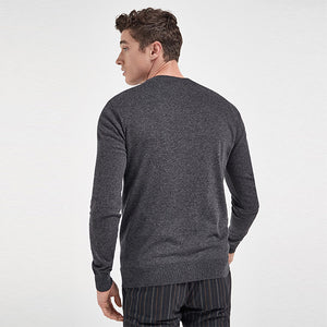 Charcoal Grey Crew Neck Cotton Rich Jumper