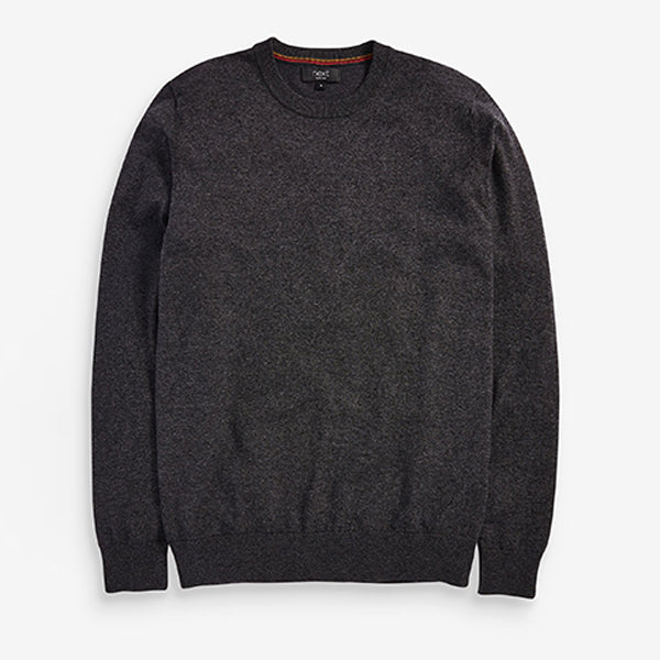 Charcoal Grey Crew Neck Cotton Rich Jumper