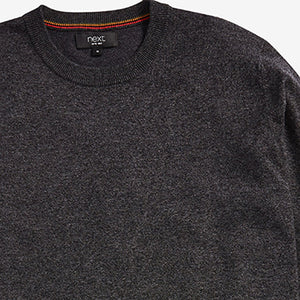 Charcoal Grey Crew Neck Cotton Rich Jumper