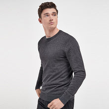 Load image into Gallery viewer, Charcoal Grey Crew Neck Cotton Rich Jumper
