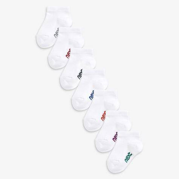 White 7 Pack Cotton Rich Trainer Socks - Allsport