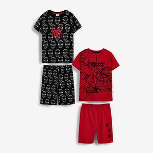 Red/Black Spider-Man™ 2 Pack Short Pyjamas (1-9yrs) - Allsport