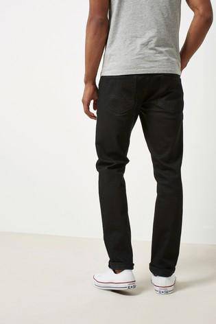 SOLID BLACK SLIM FIT JEANS WITH STRETCH - Allsport