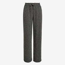 Load image into Gallery viewer, Black Stripe Linen Blend Wide Leg Trousers - Allsport
