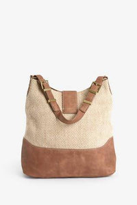 Natural Weave Buckle Detail Hobo Bag - Allsport