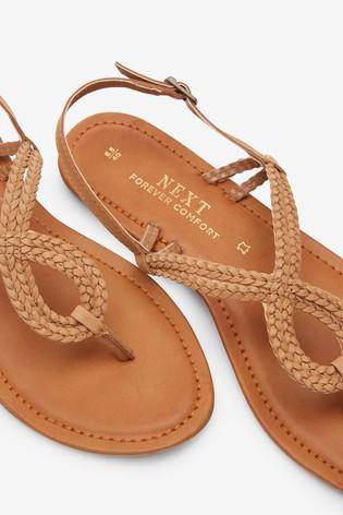 Tan Forever Comfort® Double Plait Toe Thong Sandals - Allsport