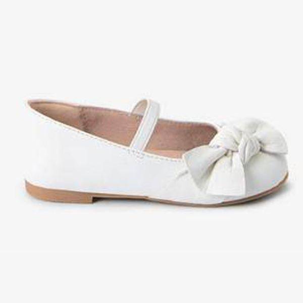 White Leather Bow Ballet Shoes (Younger) - Allsport