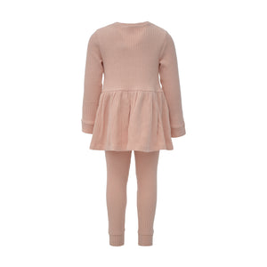 Pink Long Sleeve Knitted Peplum Leggings Set (3mths-5yrs)