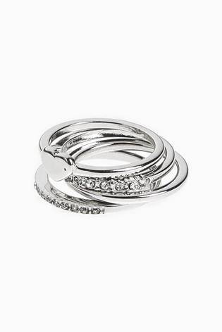 Silver Tone Sparkle Ring Pack - Allsport
