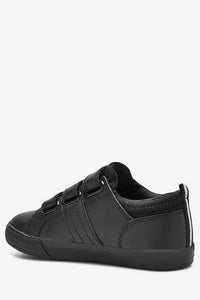 Black Leather Triple Strap Shoes - Allsport