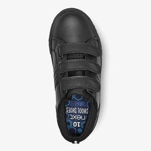 Black Leather Triple Strap Shoes (Older) - Allsport