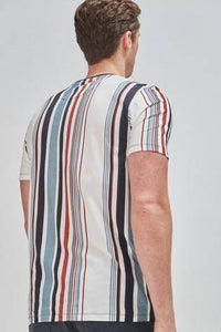 White Vertical Stripe Regular Fit T-Shirt - Allsport