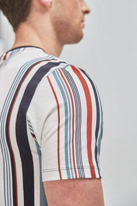 White Vertical Stripe Regular Fit T-Shirt - Allsport