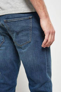 Mid Blue Slim Fit Jeans With Stretch - Allsport