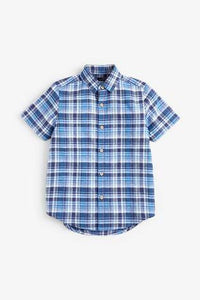 Blue Short Sleeve Check Shirt - Allsport