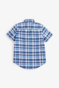 Blue Short Sleeve Check Shirt - Allsport