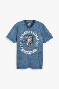 BLUE WASH GAS MONKEY TV AND FILM LICENCE T-SHIRT - Allsport