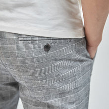 Load image into Gallery viewer, Grey Tapered Slim Fit Check Chinos - Allsport
