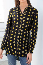 Load image into Gallery viewer, Navy and Yellow Dots  Long Sleeve Longline Shirt - Allsport
