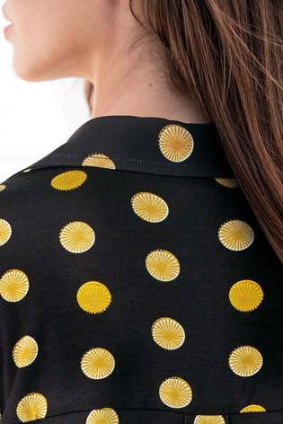 Navy and Yellow Dots  Long Sleeve Longline Shirt - Allsport